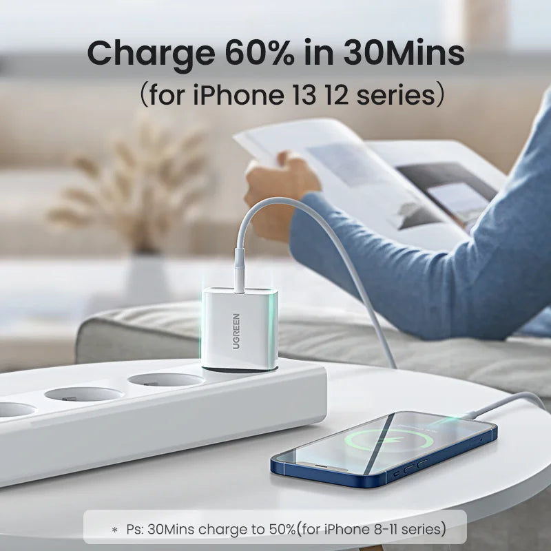 Carregador Rápido USB-C UGREEN 20W – QC 4.0 & PD